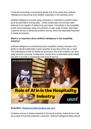 Role of AI in the Hospitality Industry