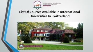 List Of Courses Available In International Universities In Switzerland