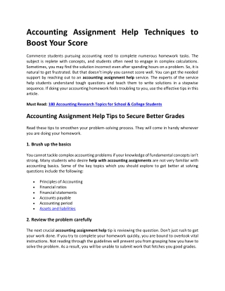 9 Effective Accounting Assignment Help Tips for Getting Better Grades