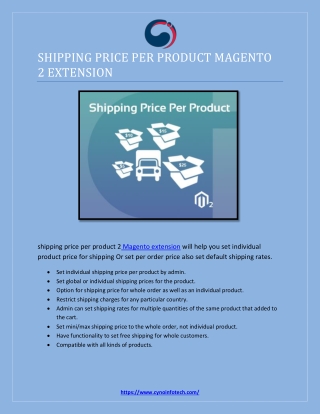 SHIPPING PRICE PER PRODUCT MAGENTO 2 EXTENSION