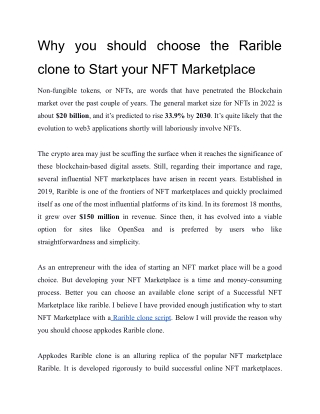 Why you should choose Rarible clone to Start your NFT Marketplace
