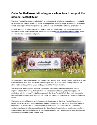 Qatar Football Association begins a school tour to support the national Football team