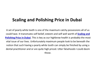 Scaling and Polishing Price in Dubai