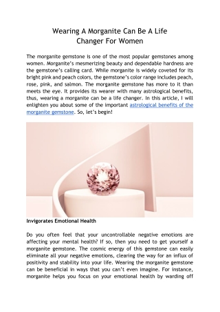 Wearing Morganite Can Be Life Changer For Women