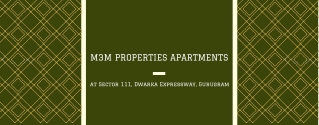 M3M Sector 111 at Dwarka Expressway Gurgaon - PDF