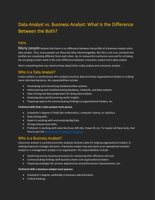 Data Analyst vs. Business Analyst What Is the Difference Between the Both