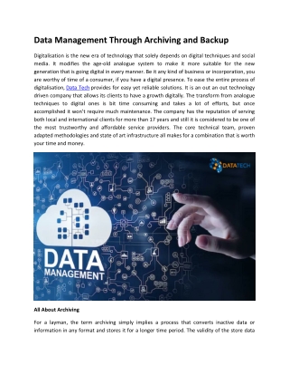 Data Management Through Archiving and Backup