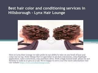 Best hair color and conditioning services in Hillsborough - Lynx Hair Lounge