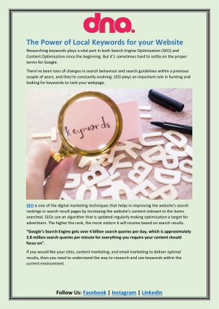 The Power of Local Keywords for your Website