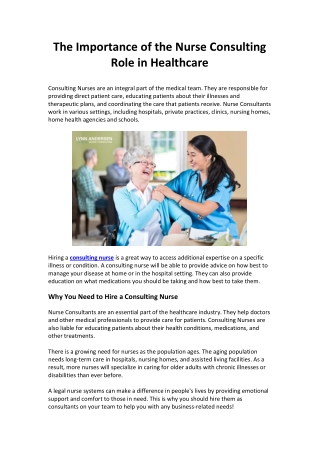 The Importance of the Nurse Consulting Role in Healthcare