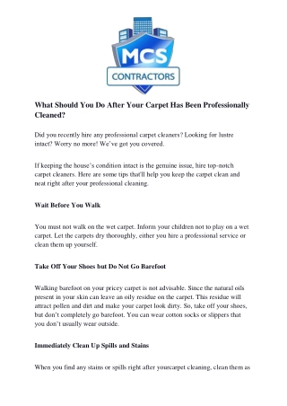 What Should You Do After Your Carpet Has Been Professionally Cleaned?
