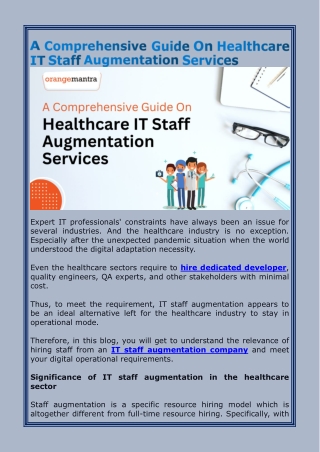 A Comprehensive Guide On Healthcare IT Staff Augmentation Services