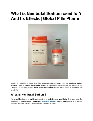What is Nembutal Sodium used for - Global Pills Pharm