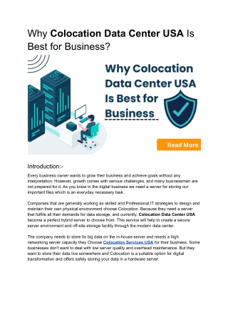 Why Colocation Data Center USA Is Best for Business