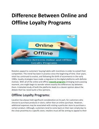 Difference Between Online and Offline Loyalty Programs