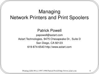 Managing Network Printers and Print Spoolers