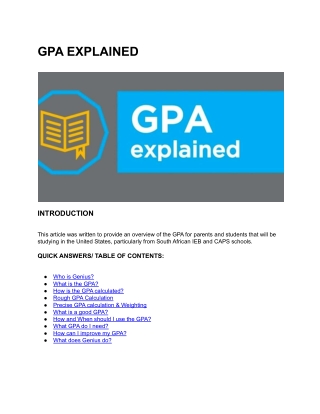 GPA EXPLAINED