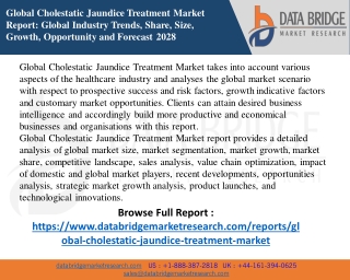 Global Cholestatic Jaundice Treatment Market Analysis, Technologies, & Forecasts