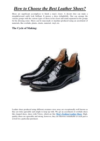 How to Choose the Best Leather Shoes