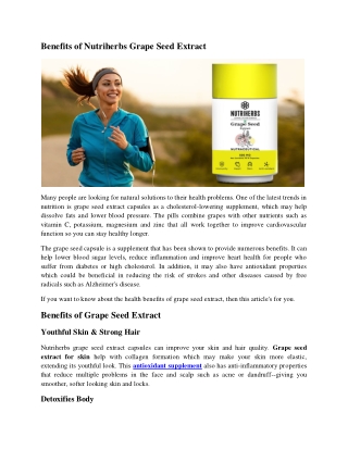 Benefits of Nutriherbs Grape Seed Extract