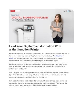 Lead Your Digital Transformation With a Multifunction Printer