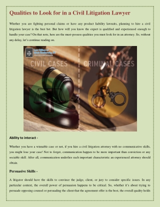 Qualities to Look for in a Civil Litigation Lawyer