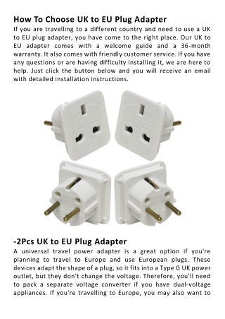 How To Choose UK to EU Plug Adapter