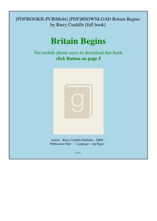 Britain Begins by Barry Cunliffe
