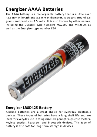 Energizer AAAA Batteries
