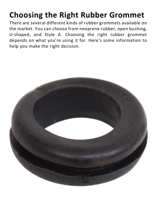 Choosing the Right Rubber Grommet