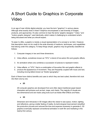 A Short Guide to Graphics in Corporate Video