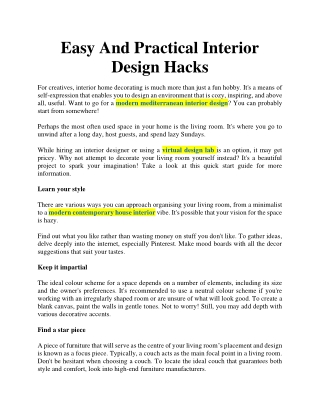 Easy And Practical Interior Design Hacks