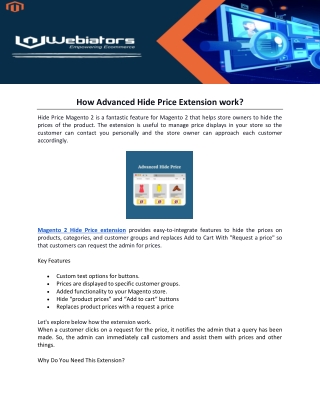 How Advanced Hide Price Extension work?