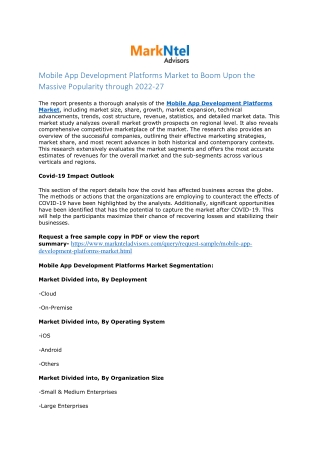 Mobile App Development Platforms Market Research Report: Forecast (2022-27)