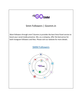 Smm Followers | Gosmm.in
