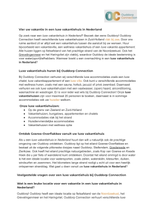 Luxe vakantiehuis in Nederland