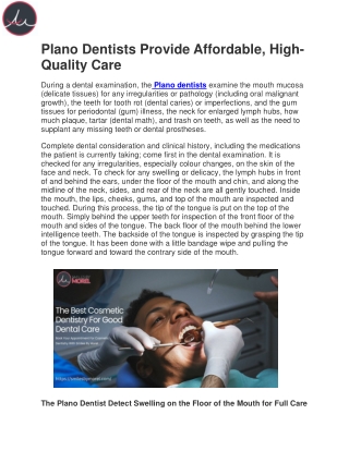 Plano Dentists Provide Affordable, High-Quality Care