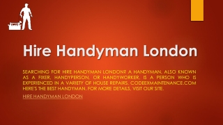 Hire Handyman London | Codeexmaintenance.com