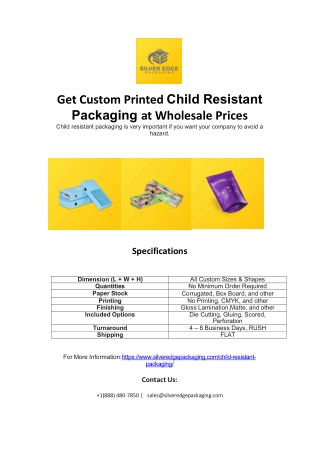 Get Custom Printed Child Resistant Packaging At Wholesale Prices