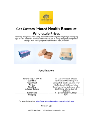 Get Custom Printed Health Boxes At Wholesale Prices