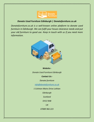Donate Used Furniture Edinburgh  Donatefurniture.co.uk