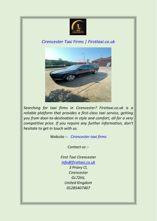 Cirencester Taxi Firms Firsttaxi.co.uk