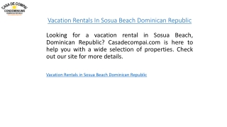 Vacation Rentals In Sosua Beach Dominican Republic  Casadecompai.com