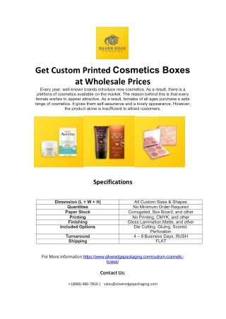 Get Custom Printed Cosmetics Boxes At Wholesale Prices