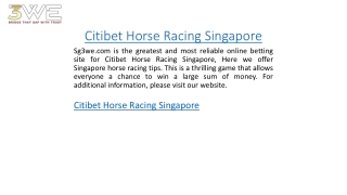 Citibet Horse Racing Singapore Sg3we.com