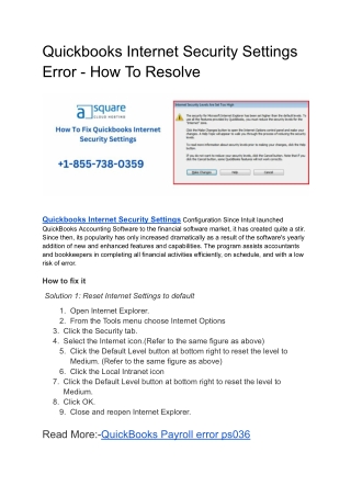 Best Proven Way to Resolve Quickbooks Internet Security Settings (2022).