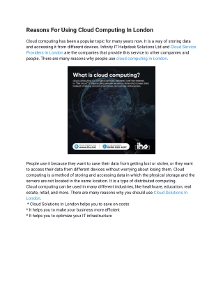 Reasons For Using Cloud Computing In London