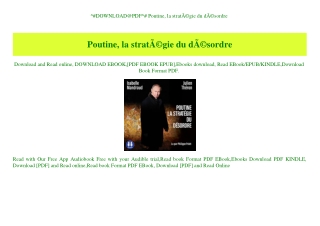 ^#DOWNLOAD@PDF^# Poutine  la stratÃƒÂ©gie du dÃƒÂ©sordre (READ PDF EBOOK)
