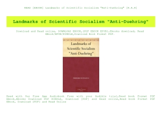 READ [EBOOK] Landmarks of Scientific Socialism Anti-Duehring [R.A.R]