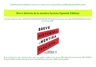 [DOWNLOAD IN @PDF] Breve historia de la mentira fascista (Spanish Edition) [[FREE] [READ] [DOWNLOAD]]